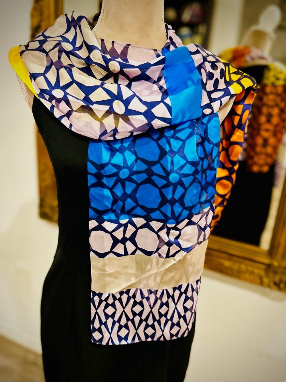 Cynthia Rowley scarf Abstract Modernist Artsy Stained Glass Patterns